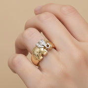 Anello - 18 carati Oro giallo, Oro bianco Diamante (Naturale)