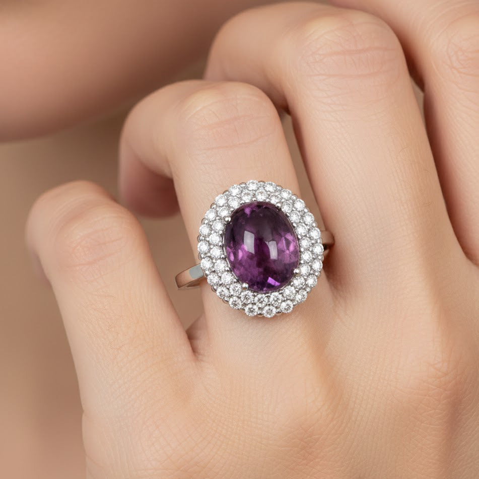 Anello - 18 carati Oro bianco - 6.70ct. tw. Tormalina - Diamante