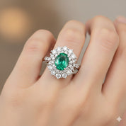 Anello - 18 carati Oro bianco - 2.20ct. tw. Smeraldo - Diamante