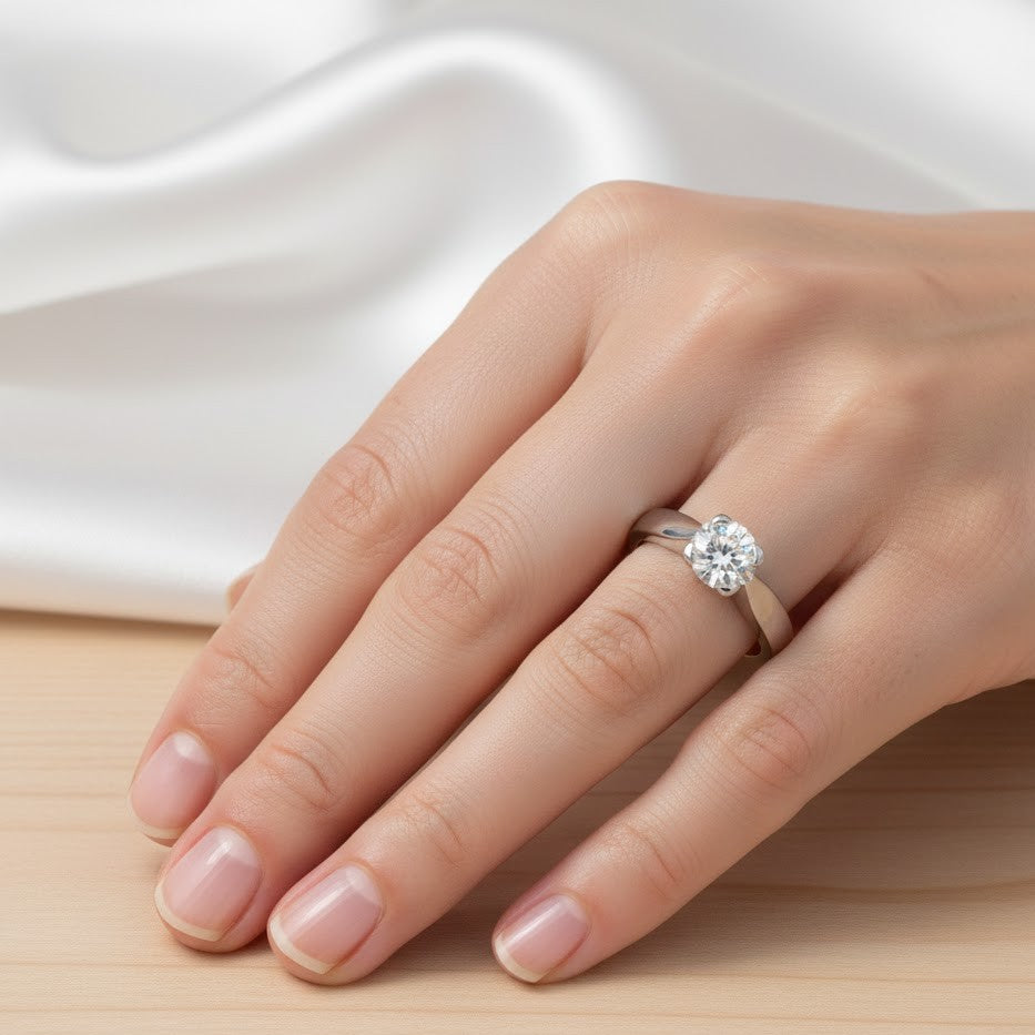 Anello - 18 carati Oro bianco Diamante (Naturale)