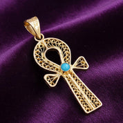 Ciondolo - 18 carati Oro giallo Turchese