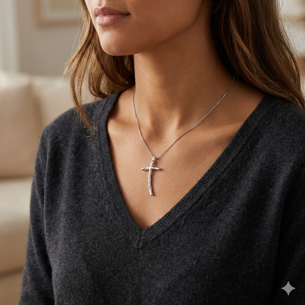 Collana con ciondolo - 18 carati Oro bianco - 0.05ct. tw. Diamante (Naturale)