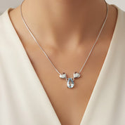 Collana con ciondolo - 18 carati Oro bianco - 0.78ct. tw. Acquamarina - Diamante