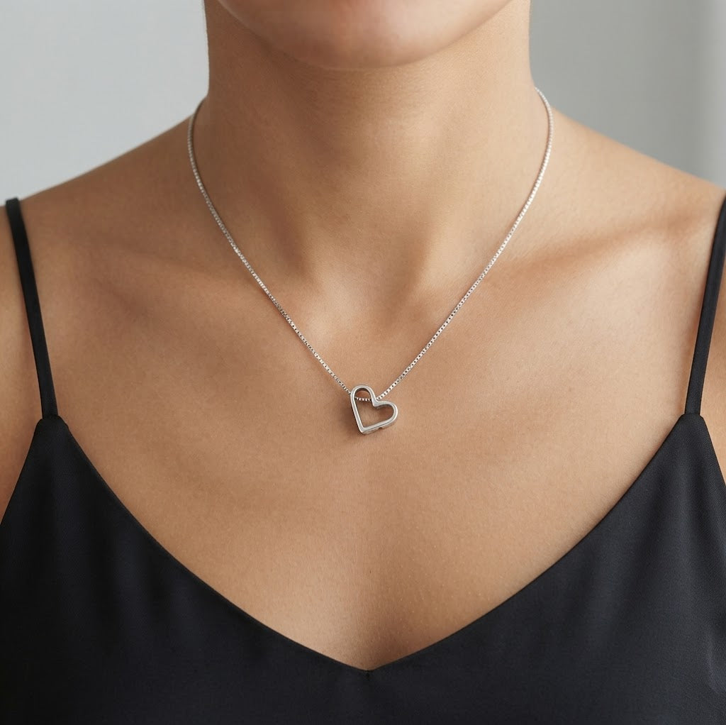 Collana con ciondolo - 18 carati Oro bianco - Made in Italy - HandMade