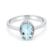 Anello - 18 carati Oro bianco - 1.05ct. tw. Acquamarina - Diamante